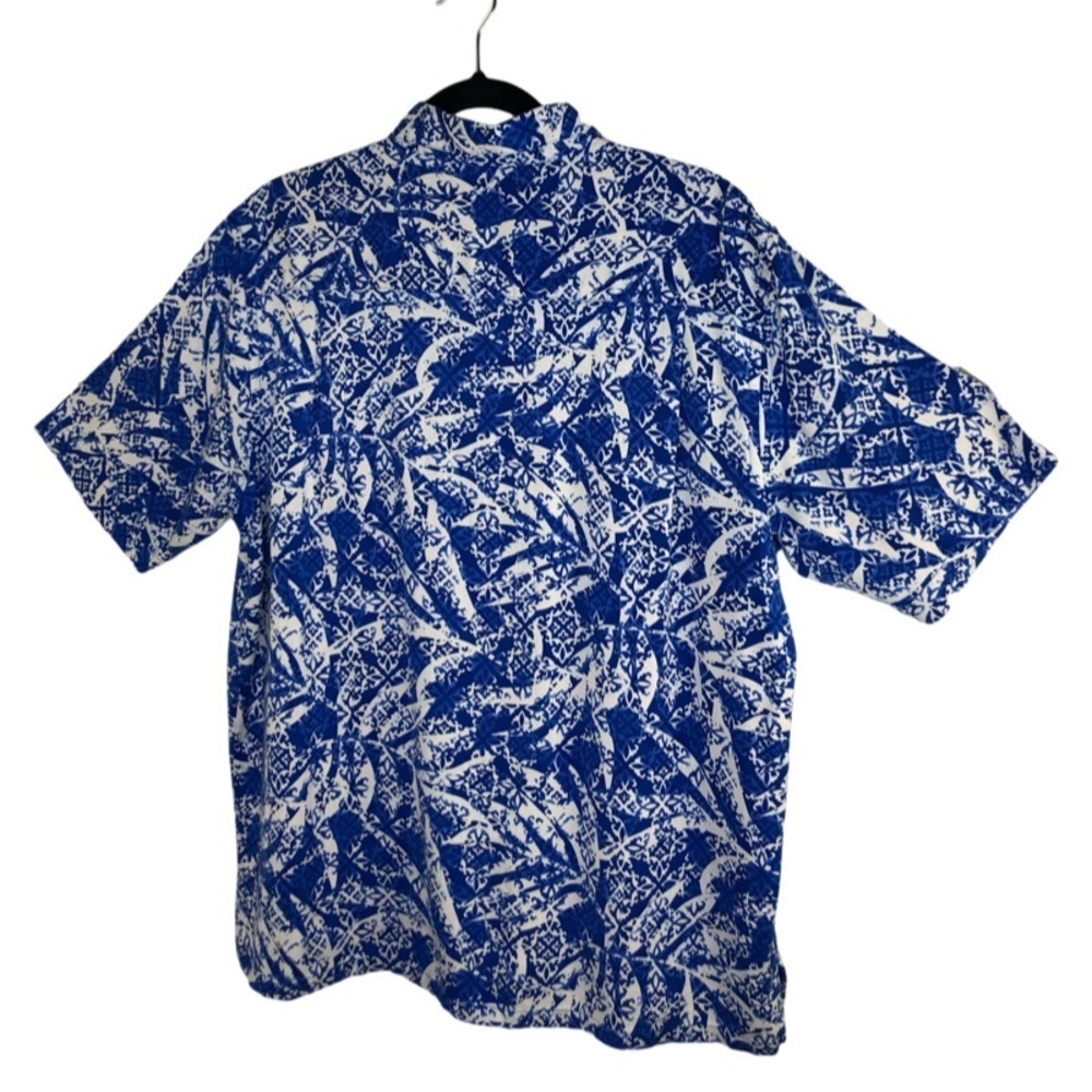Island Republic Aloha Silk Button Shirt Hawaiian Shirt Blue Men's Size: Large‎ - Picture 2 of 9